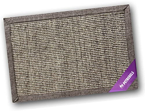 Petrebels Premium Qualität XXL Kratzmatte für Katzen, Sisalmatte mit Anti-Rutsch-Boden, 80 x 50 cm, Farbe Cappuccino