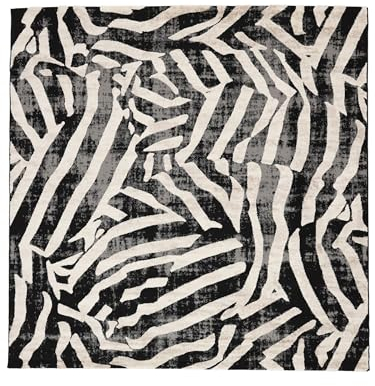 RugVista Nalori, Teppich, Moderne Teppiche, 240 x cm, Quadratisch, Niedriger Stapel, Wohnzimmer, Esszimmer, Schlafzimmer, Nur chemische Reinigung, Oeko_tex_100, Schwarz/Beige