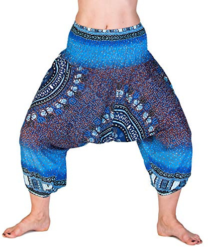 PANASIAM Aladinhose 3/4 Länge - Haremshose Damen & Mädchen - Yogahose | aus 100% Viskose, einfarbig & mit Muster, je nach Körpergröße bei Damen wie Caprihose, bei Kindern (ca. 10-14 J.) länger