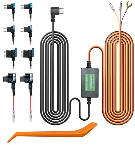 REDTIGER F7N Dash Cam Hardwire Kit, Dashboard Camera Car Charger Cable Kit 12V- 24V to 5V w/Fuse Kit, Low Voltage Protection for Dash Cam Double-4 Fuses
