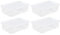 4 x 32L Plastic Storage Boxes Crystal Clear Box & Lid Large Home Office Stackable Nestable Under bed Boxes
