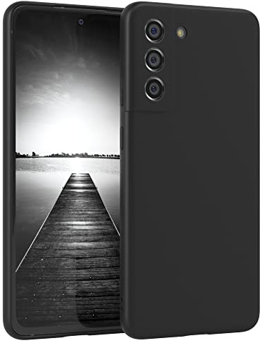 EAZY CASE - Silikonhülle für Galaxy S21 FE 5G Hülle Silikon Case Schwarz weich stoßfeste Handyhülle Schutzhülle mit Kameraschutz Dünn Premium Schutz Cover TPU Phone Bumper in Mattschwarz