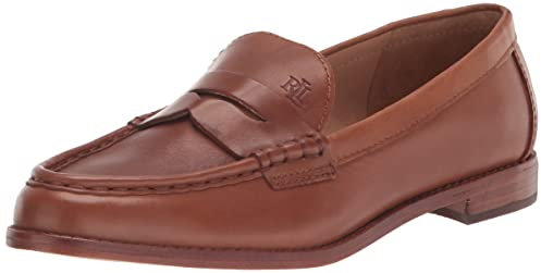 Lauren Ralph Lauren Damen Wynnie Loafer Flacher Slipper, Sattel Deep Tan, 37 EU