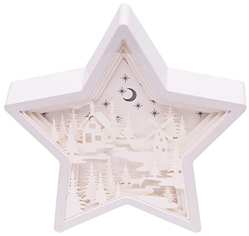 CIM 3D Papercut Lightbox – STAR Winter Wonderland – Maße: 15x6x23cm – Wunderland Shadowbox Wohnaccessoire - Schnitzlampe aus Papier – Nachtlicht – einzigartige Dekoration für Fensterbänke und Regale