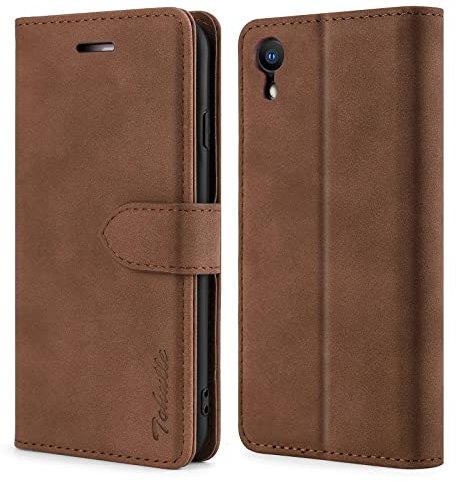 TOHULLE Case for iPhone XR, Premium PU Leather Wallet Case with Card Holder Kickstand Magnetic Closure Shockproof Flip Folio Case Cover for iPhone XR (6.1 Inch) - Brown