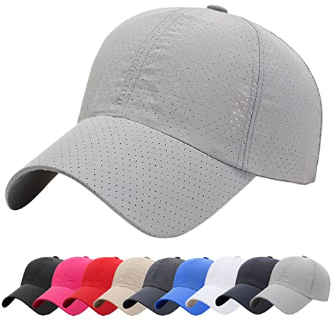 Baynetin Masche Baseball Kappe, Herren Atmungsaktive Schnell Trocknend Basecap, Mesh Freizeit UV Baseballmütze Verstellbar Sport Cap (Grau)
