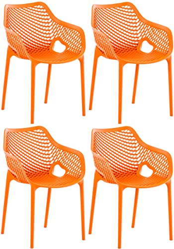 CLP XL-Bistrostühle Air I Stapelstühle Air Aus Kunststoff Mit 44 cm Sitzhöhe I Outdoor-Stühle Mit Wabenmuster, Farbe:orange