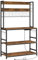 VASAGLE Estantería para Panadería con Toma de Corriente, Soporte de Microondas, Estantería de Cocina, Alambre de Metal, 14 Ganchos, 40 x 100 x 170 cm, Marrón Rústico y Negro KKS038B01EU
