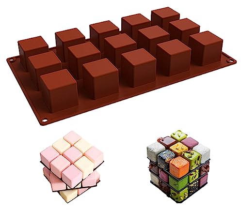Duoyif Molde de Silicona para Chocolate Cuadrado - Mini Brownies, Trufas, Cubos de Hielo, Gelatina, Mousse y Dulces