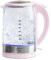 GreenLife Quik and EZ 1.7 Liter Kettle, Easy One Touch Use, Quick Heating, Filtered Spout, LED Base, Auto Shut-Off, Cordless Serving, Coffee and Tea, Pink