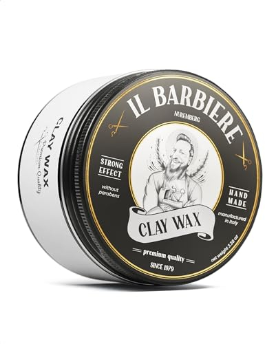 Il Barbiere® Clay Wax Pomade Wasserbasiert 3er Set - Natürliches Haarwachs Matt, Sehr Starker Halt, Pomade Herren, Haarwachs Männer - Ohne Parabene, Silikonfrei - 3x 100ml