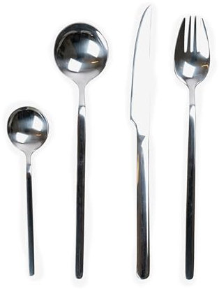 ByON Cutlery Frank 16-teiliges Besteckset aus Rostfreier Stahl hergestellt, in der Farbe: Silber, Set aus: Gabel, Messer, Löffel, Teelöffel, 5296900115