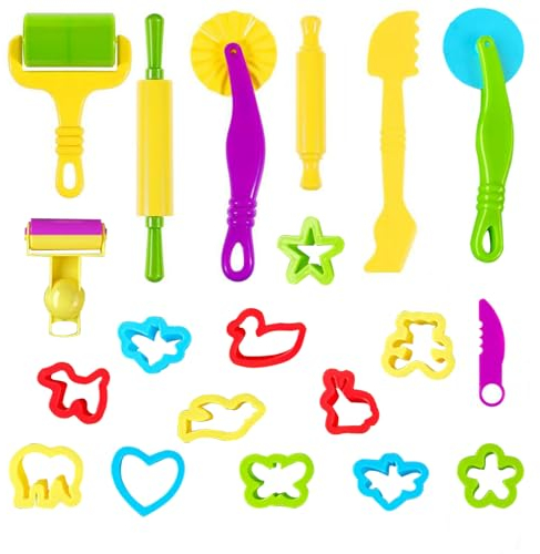 Goldyida 20 Stück Knete Zubehör Set Knetwerkzeug Modellierwerkzeug Nudelholz DIY Knetmasse Knete Werkzeug Teig Knete Zubehör Plastilin Werkzeuge Farbe Zufällig