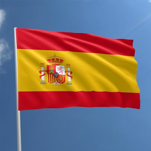 Bandiera Spagnola 90 x 150 cm - Bandiera Spagna Poliestere con Passante Per L'Asta Resistente alle Intemperie Colore vivido e Adatto per Uso Interno ed Esterno Flag (SPAGNA)