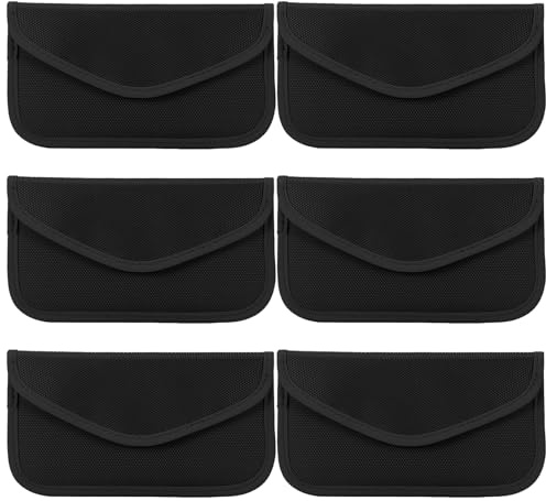 ONEVER Lot de 6 pochettes avec fonction de blocage de signal - Protection GPS et RFID - Pochette Faraday pour téléphone portable, clés de voiture, porte-clés - Protection des données et de la