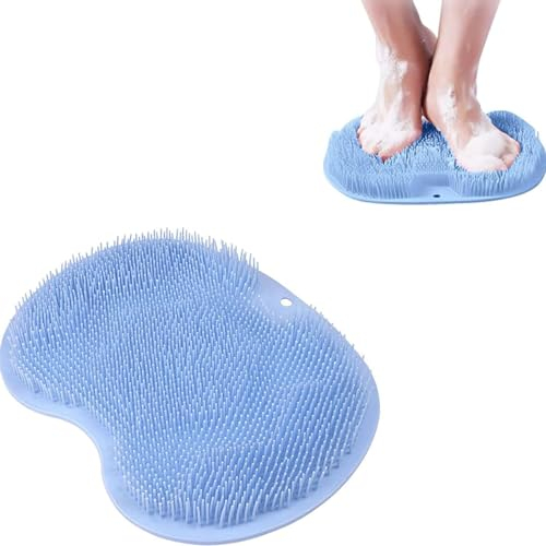 BANSHAN Foot Scrubber Mat, Non-Slip Suction Cups, Kneading Massage, Foot & Back Care, Blue, 1 PCS