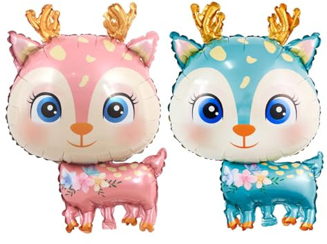 2 Hirschballons, Folienballons, Tierballons, süße Ballons, Mädchenballons, Kinderballons, lustige Ballons, Partydekorationsballons, Tierthema-Partydekorationen