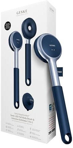 GESKE Sonic LED Full-Body Brush & Intensive Exfoliator 9in1 | Körperbürste | Elektrische Körperreinigungsbürste & Intensivpeeling | Tiefenreinigung und Massage | SmartSonic Pulsations