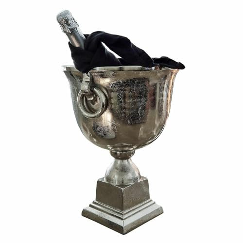 LOBERON Getränkekühler Pewsey, Handgefertigt, Klassische Form, Küchenaccessoire, Weinkühler, Flaschenkühler, Aluminiumguss, silber