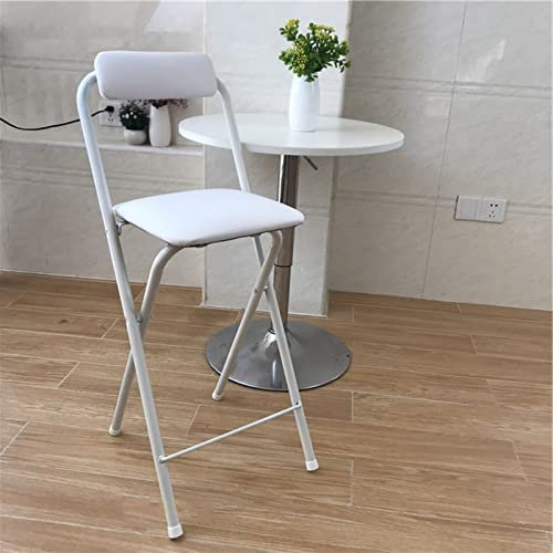 LULUMAIC Stool Klappbare Barhocker mit Rückenlehne, Leder gepolstert, Thekenhoher Klapphocker, hohe Barhocker für Outdoor-Küche, Café, Sitzhöhe 25,5 Zoll (schwarz/weiß)