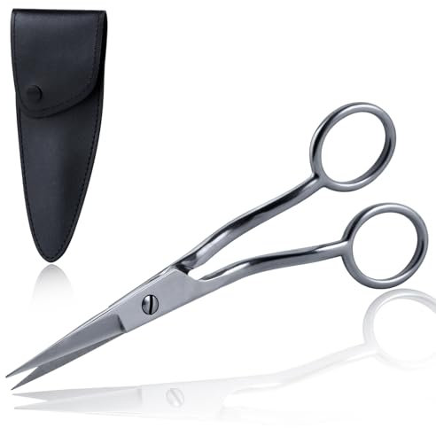 SPEEDWOX Applikationsschere ohne Entenschnabel, gebogene Stickschere, 15,2 cm, gebogener Griff, gebogene Stickschere für Kunst, Handwerk, Stoff, Faden, Handarbeit und Stickerei, mit Beutelhülle