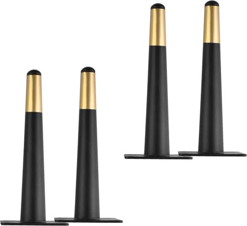 Lot de 4 pieds de meubles coniques métalliques de rechange avec vis pour canapé, meuble TV, table basse, chaise 17 cm / 6,7 pouces couleur noire et or