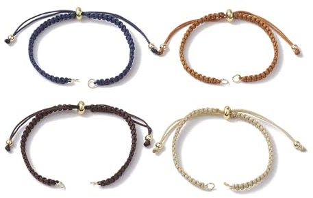 Airssory 12 pcs 4 Colors Nylon Slider Wave Bracelets Making Cords with Beads Jump Ring Adjustable Rope for Connector Chrams DIY Jewellery Anklets Decorations