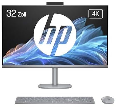HP OmniStudio X 32-c0275ng All-in-One KI PC, 31.5 Zoll Entspiegeltes UHD-4K-Display, Intel Core Ultra 7 155H, 16 GB DDR5-SDRAM, 1 TB SSD, Intel Arc Graphics, Windows 11 Home, QWERTZ Tastatur, Silber