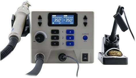 2 in 1 Digital Rework Station Hot Air Gun 90W Soldering Iron Solder Station - 1300W, Adjustable Temperature Control, LED Display