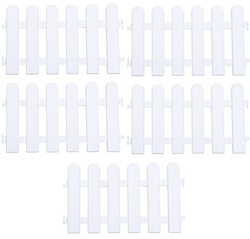 5 Stück weißer Kunststoffzaun Lattenzaun für Weihnachtsbaum, Hochzeit, Party, Dekoration, weißer Lattenzaun, Gartenbegrenzung für Gras, Rasen, Landschaft, Wege (weiß, 50 x 30 x 1 cm)