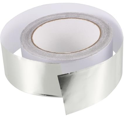 SOLUSTRE Cinta Aislante Autoadhesiva Cinta de Papel de Aluminio para Conductos Cinta Adhesiva Plateada de 20 M Cinta Adhesiva Resistente para Conductos de Aire Acondicionado