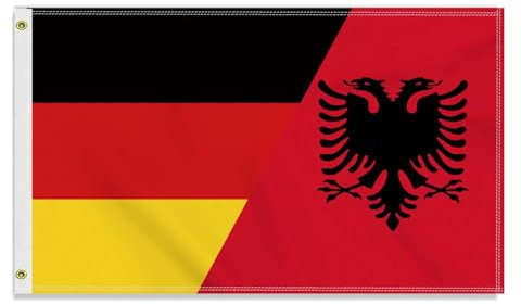Grande 90 × 150 cm bandiera della Germania Albania, grande striscione dell'amicizia tedesca 150D dell'Albania, resistente, stampa laterale, decorazione con occhielli in ottone, grande Albania
