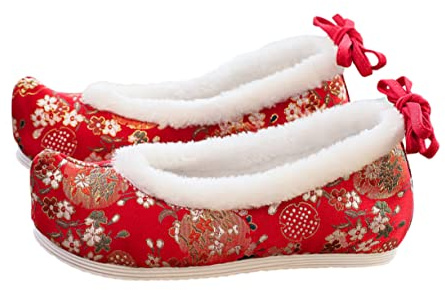 SOIMISS Appartements De Fleur De Vêtements De Style Chinois Chaussures en Tissu Chinois Chaussures De Sandales à Fleurs pour Femmes Brodé Rouge Caoutchouc
