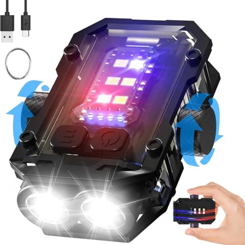 Small EDC Torches with Rotating Gyro to Release Stress, Keyring and Clip, Super Bright 1000 Lumen with Red Blue Flash Light, Mini LED Rechargeable Torch USB C, IPX4 Waterproof Mini Tourch Flashlight