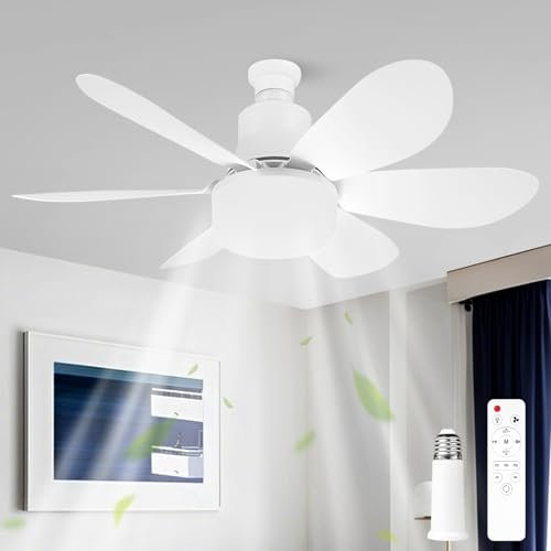 Starnearby Deckenventilator mit Beleuchtung, 40W 52cm LED Deckenleuchte Lampe mit Ventilator, Dimmbare Ventilator Decke, LED Deckenventilator mit Fernbedienung für Schlafzimmer Kompakter Raum (Weiß)