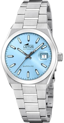 Lotus Automatik Herren Uhr Edelstahl 316L Silber - Analoguhr Herren - Kalender - Saphirglas mit hoher Widerstandsfähigkeit - Wasserdicht 10 ATM 18996/1