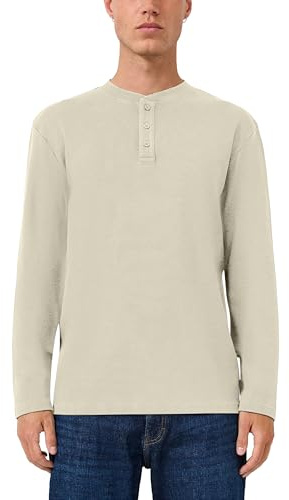 QS Gewaschenes Henley-Langarmshirt mit Rippstruktur