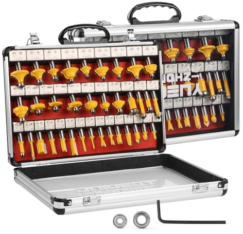 Yueqing Zhongji Router Bit Set of 35 Pieces Router bits 1/2 Inch Shank-12.7MM Shank 35pcs Expert Router Bit Kit C3 Alloy Blade Router bits for Precision Carving and Versatile Applications