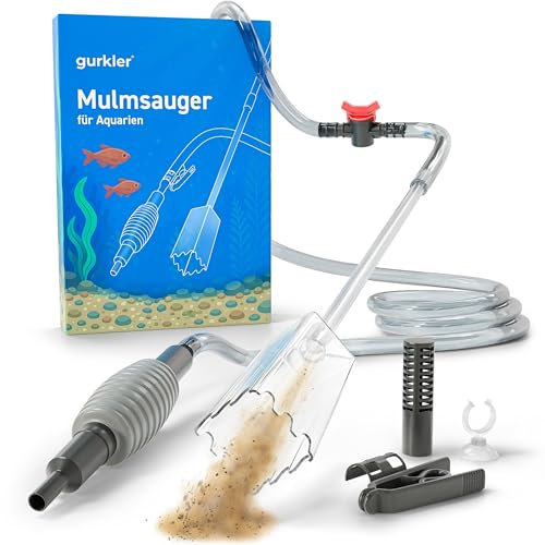 gurkler® Mulmsauger Aquarium Sauger - mit Sperrventil - Aquarium Reinigungsset mit Zubehör zum Wasserwechsel - Mulmglocke Kiesreiniger