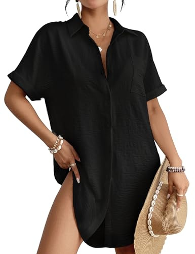 Bsubseach Traje de baño de Las Mujeres Coverup Camisa Vestido Button Down Traje de baño Cover Up Beachwear