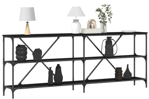 vidaXL Konsolentisch Schwarz Eichen-Optik 200 x 30 x 75 cm | Nicht reflektierende schwarze Eichenoberfläche, die Eleganz ausstrahlt,
