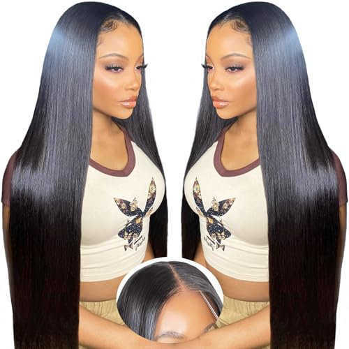22 Pouces 200% Densité Straight Perruque femme naturelle 9X6 HD Max Part Lace Perruque Cheveux Humain Sans Colle Glueless Wig human Hair Pré-pincé pré-coupé For Women Friendly To Beginners(56cm)
