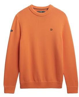 Superdry Men's Preppy Cotton Jumper Pullover Sweater, Washed Tangerine, S