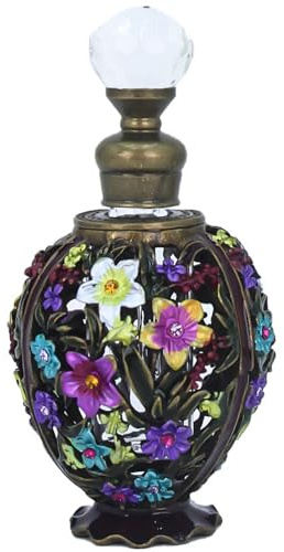NASSMOSSE Vintage Perfume Bottle 12ml Flower Glass Perfume Bottle Crystal Openwork Exquisite Empty Refillable Painted Enameled Decorative Container