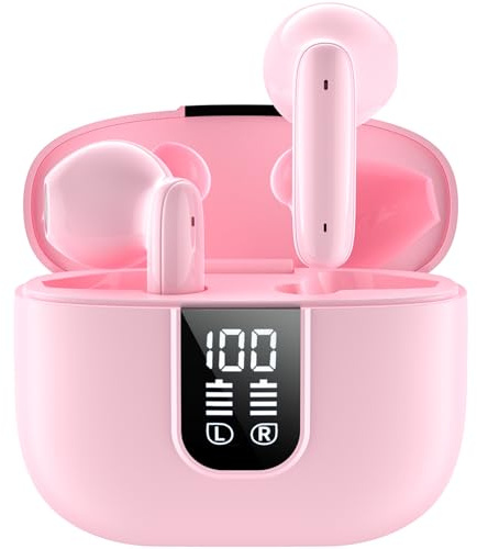 Bluetooth Headphones, Wireless Bluetooth 5.4 Headphones, In-Ear Headphones with 6 Mic, ENC Noise Cancelling, Earbuds Deep Bass, Lightweight/35 Hours/IP7 Water Resistant/LED Display, Earphones for