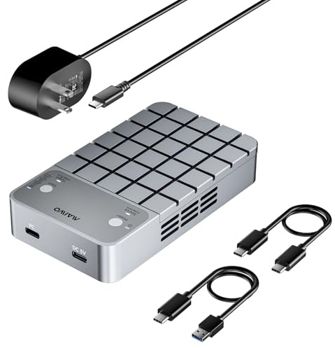 MAIWO Carcasa RAID de doble bahía para SSD M.2 NVMe SATA con clon RAID 0 RAID 1, USB C 3.2 GEN2x2 20Gbps, duplicador clonador SSD M.2 con ventilador de refrigeración, cables de datos duales, adaptador
