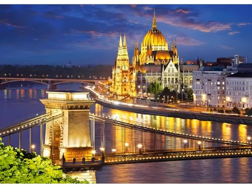Budapest bei Nacht – 1000-teiliges Puzzle für Erwachsene – Familienspiel, Wanddekoration, Geschenk für Erwachsene und Kinder, 26 x 38 cm