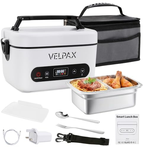 1.2L Cordless Electric Lunch Box, Rechargeable Battery Powered Heated Lunch Box for Adult, Portable Stainless Steel Food Warmer with Tableware and Insulated Bag for Work, Travel, School