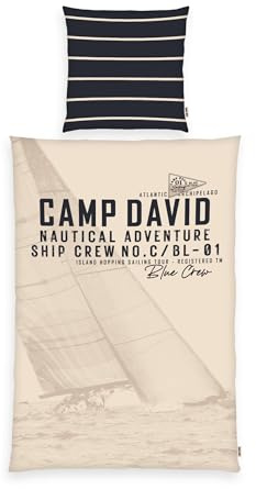 Herding Camp David Bettwäsche-Set, Wendemotiv, Kopfkissenbezug 80 x 80 cm, Bettbezug 135 x 200 cm, mit Reißverschluss, 100% Baumwolle/Renforcé, Mehrfarbig