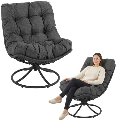 di volio Gartensessel Melia - PE-Rattan Lounge-Sessel mit Rundfuß